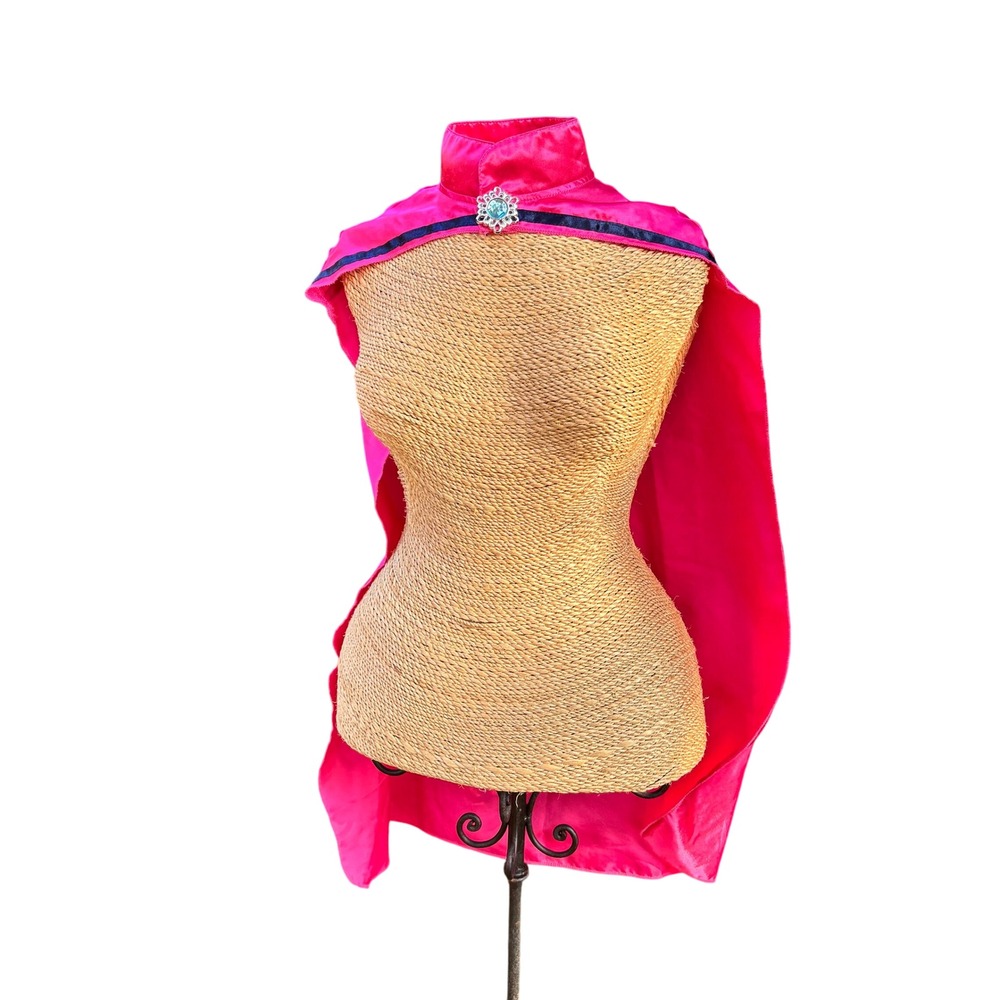 Hot Pink Cape Costume Cosplay with Rhinestone Brooch Accent Party‎
